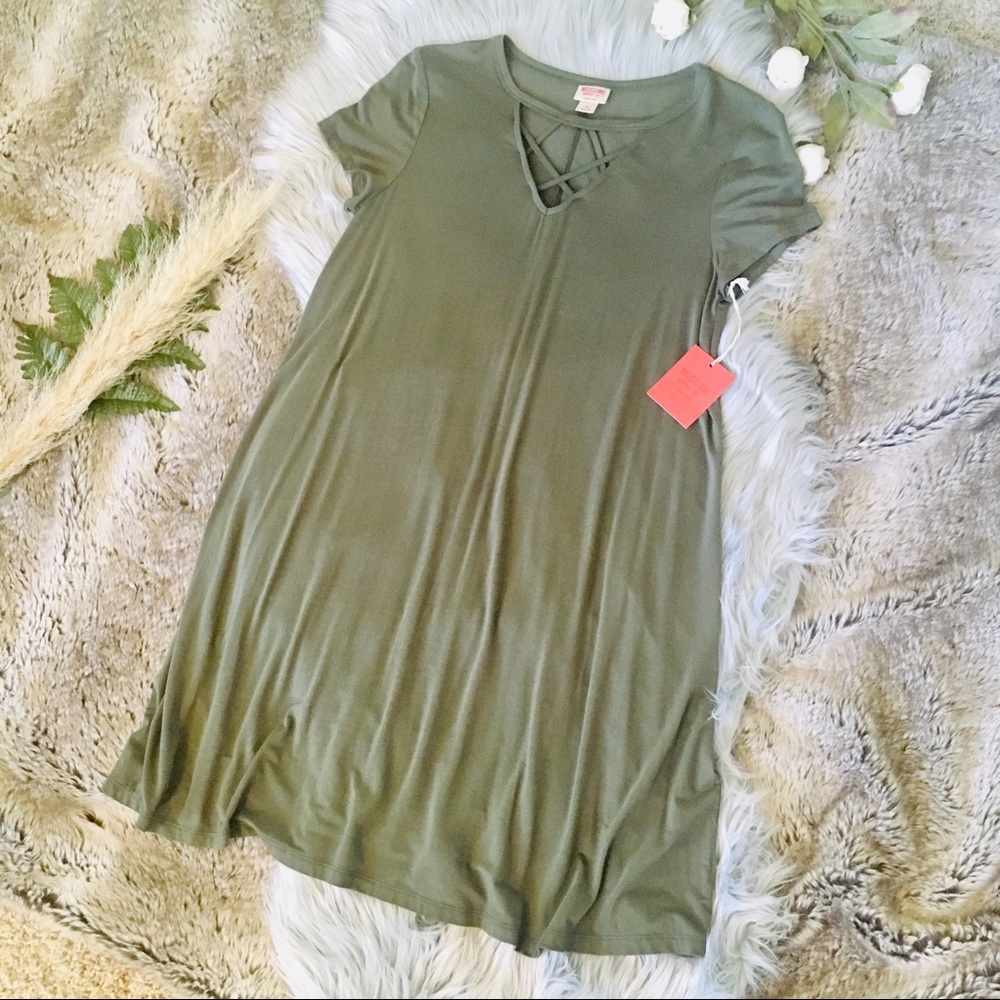 MOSSIMO Olive T-Shirt Dress